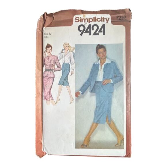 Simplicity 9424 Misses' Suit with Unlined Jacket and Blouse Pattern - Size 12 - Picture 2 of 5